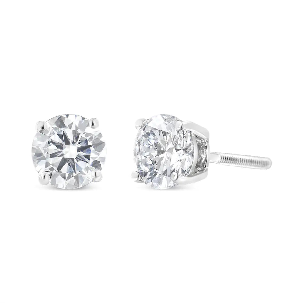 IGI Certified 14K White Gold 1 1/2 Cttw Lab Grown Diamond Solitaire Stud Earrings with Screwbacks (J-K Color, VVS2-VS1 Clarity) Rieworkes