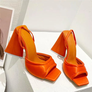Slides Mules Summer Silk Thick Block Heels Rieworkes