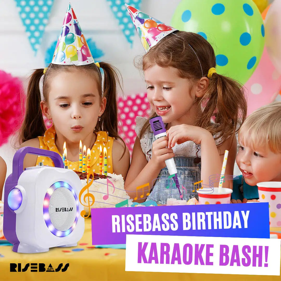Karaoke Machine for Kids - Bluetooth Speaker with 2 Microphone - Portable Kids Karaoke Machine for Girls and Boys - Birthday Gift for Girls and Boys Ages 2 Years Old and Up. Rieworkes