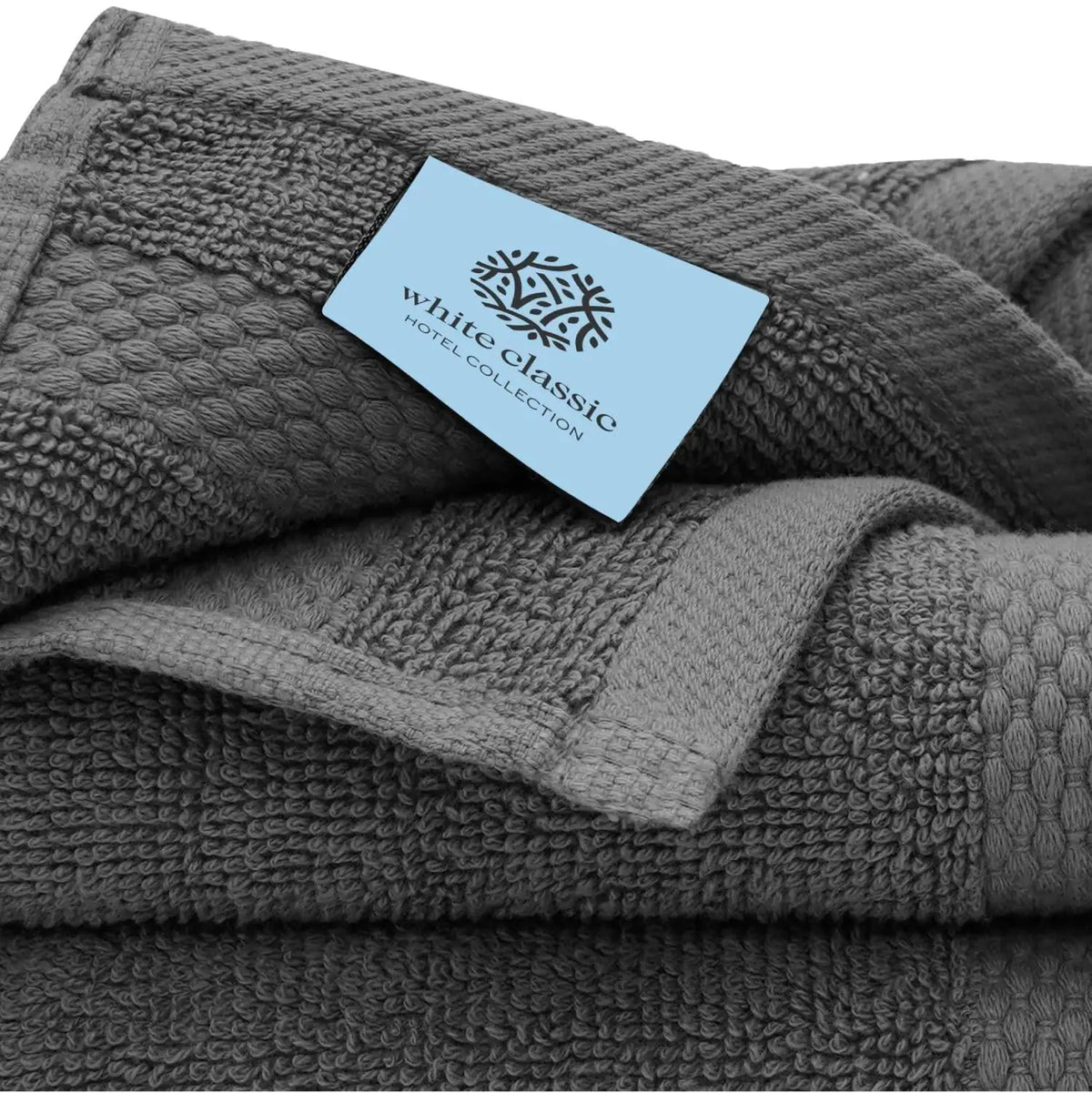 Luxury Washcloths for Bathroom Hotel Spa 12 Set 13x13 Inch Dark Gray Circlet Rieworkes