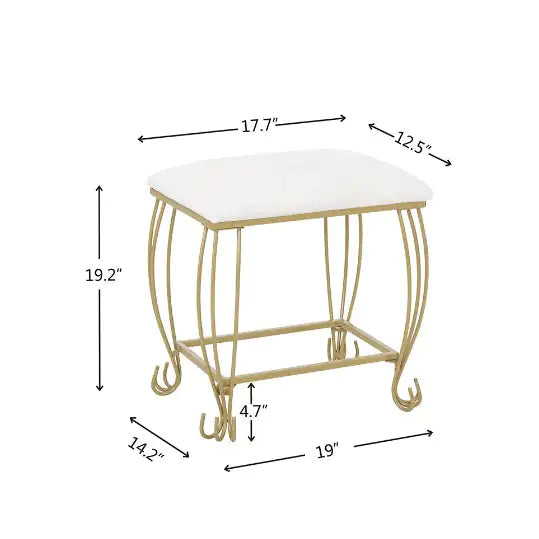 Vanity Table Set With Mirror &amp; Stool,White Makeup Dressing Desk With Drawers For Girls,Women,Bedroom,Gift Rieworkes