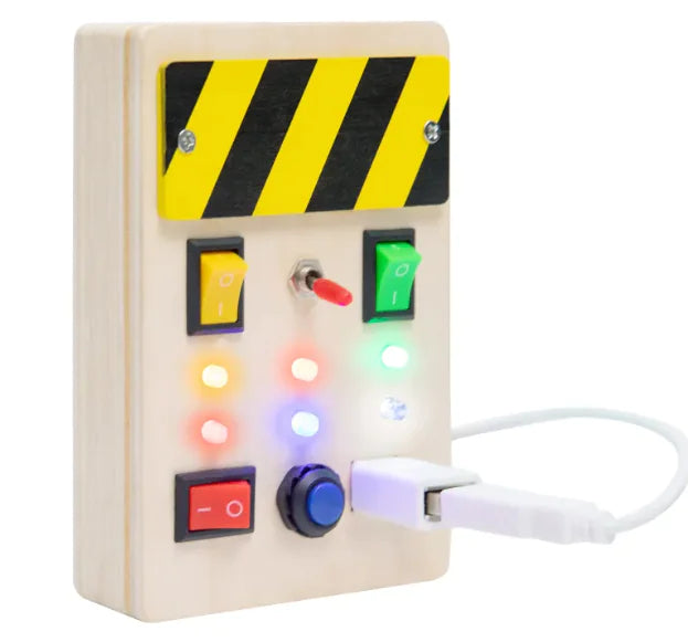 Bright Start LED Wooden Busy Board – Early Learning Toy for Kids Rieworkes
