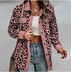 Chic Leopard Print Long Sleeve Jacket for Women Rieworkes