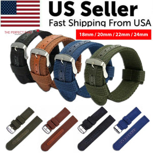 18mm 20mm 22mm 24mm Military Canvas Nylon Wrist Watch Band Strap Bracelet Sport Rieworkes
