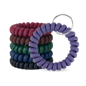 QIUTIMIY 6PCS Wristlet Keychain Colorful Spiral Coil Hair Tie for Women Sauna Accessories Wrist Coil Key Ring Key Holder(Matte Dark-S) Mimarta