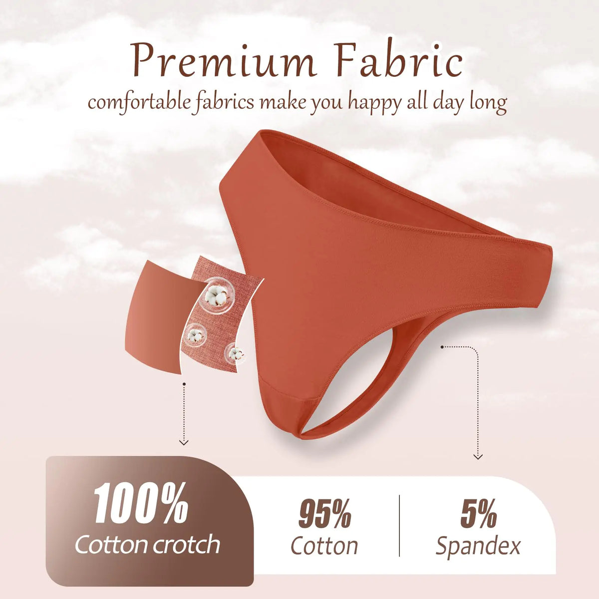 Cotton Underwear for Women Pack Breathable Thongs for Women Sexy Stretch Soft Womens Panties Thong XS-XL Black/Purple/Caramel/Khaki/Apricot/Gray Large Rieworkes