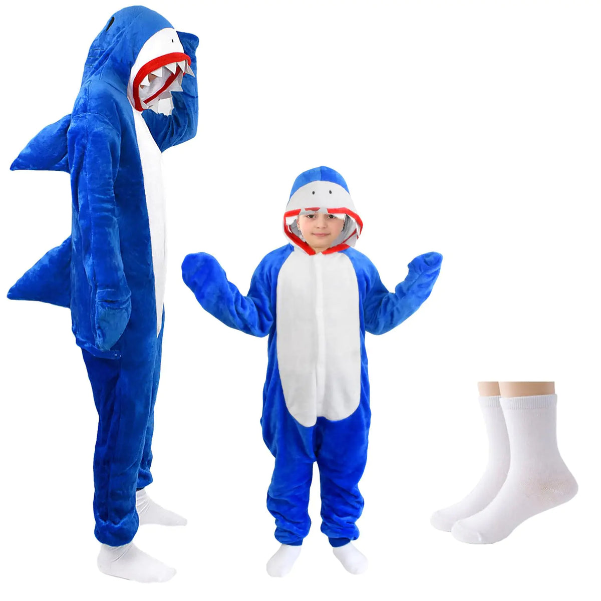 U-ParBoo Shark Onesie Adult Shark Costume Adult Animal Onesie Halloween Costume Christmas One Piece Pajamas Sleepwear for Adult Blue Shark 130 Mimarta