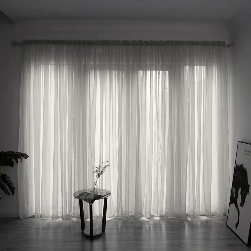Simple And Modern Balcony Solid Color Gauze Curtain Rieworkes