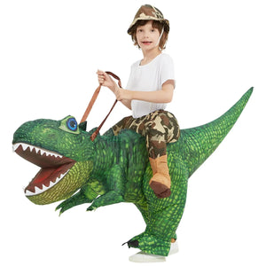 GOOSH Inflatable Dinosaur Costume Kids 55IN Halloween Blow up Costumes for Boys Girls Riding Diplodocus Air Costume for Party Mimarta