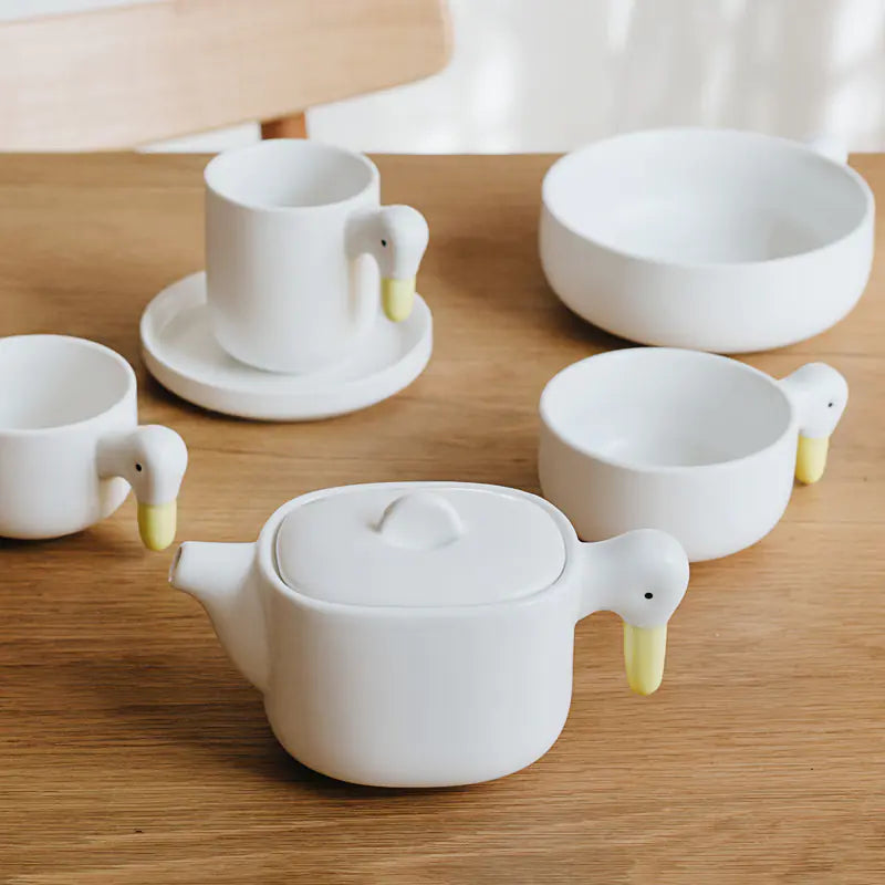 Creative Duckling Ceramic Bowl and Coffee Cup Set Mimarta