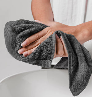 Luxury Washcloths for Bathroom Hotel Spa 12 Set 13x13 Inch Dark Gray Circlet Rieworkes