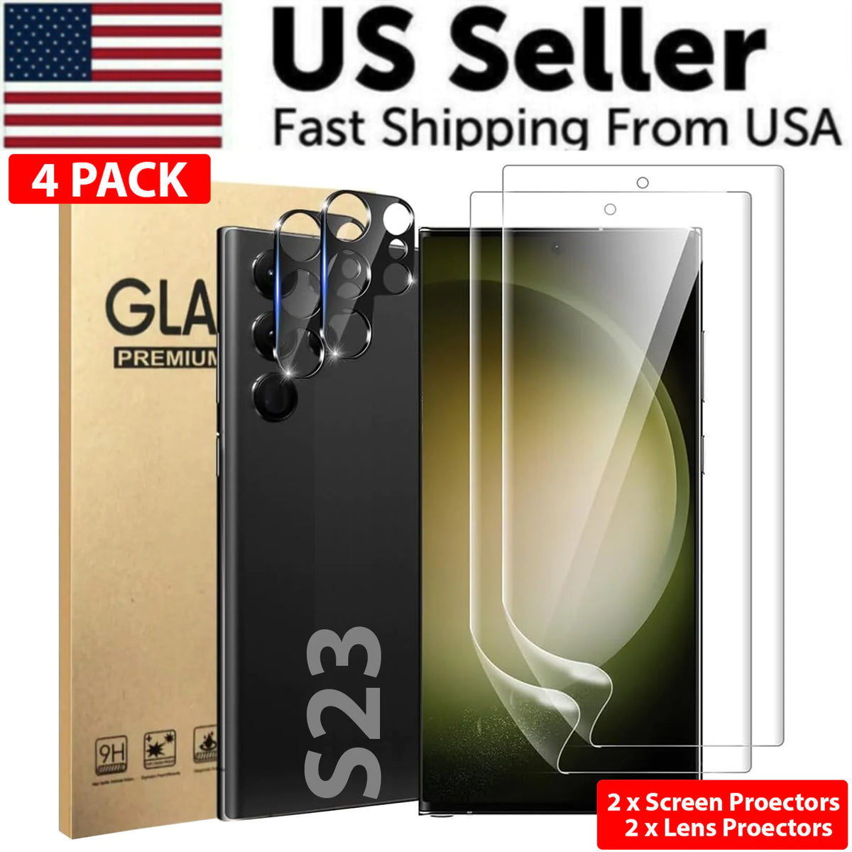 Tempered Glass Screen Protector Lens Hydrogel For Samsung S23 S22 Ultra Plus USA Rieworkes