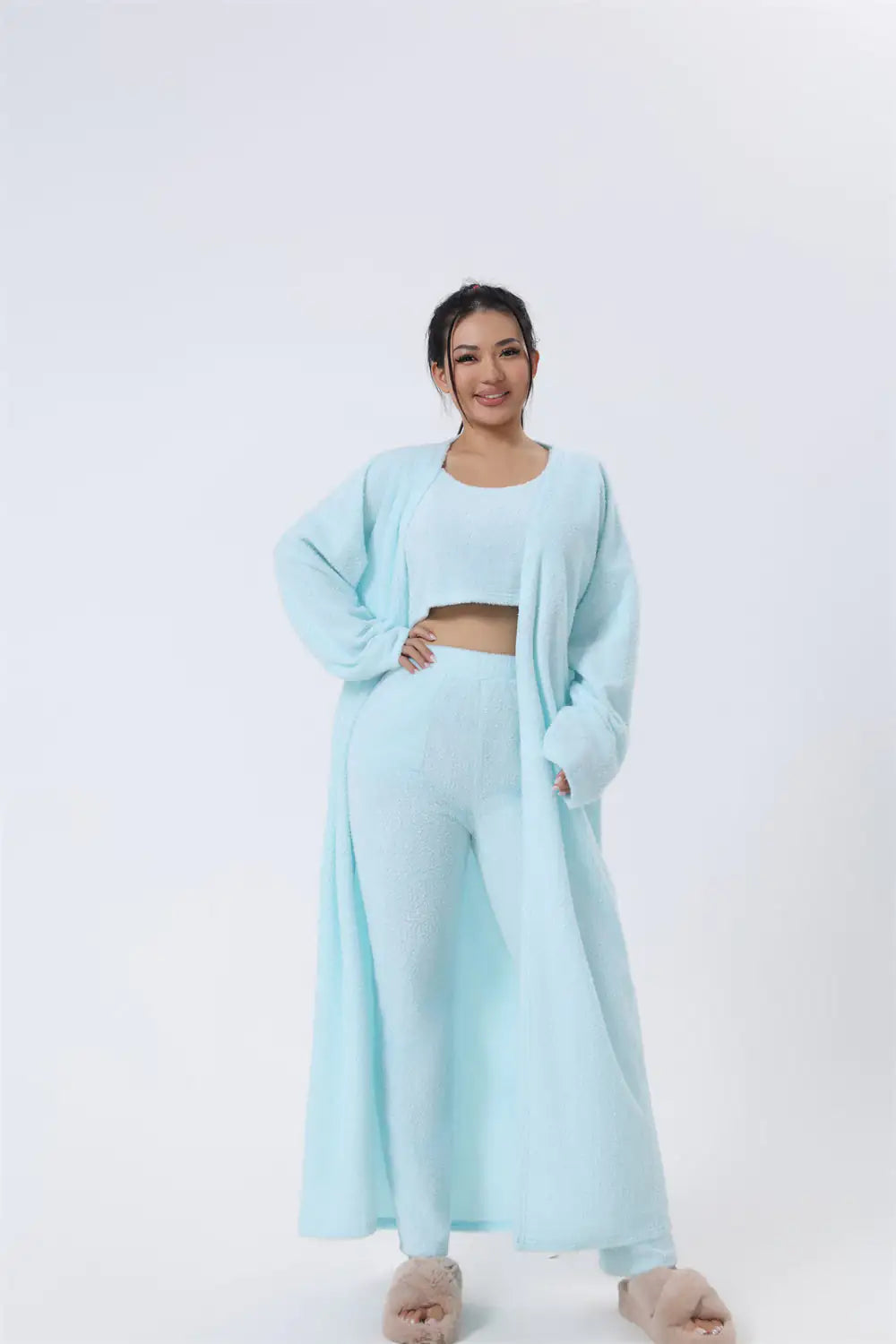 Cozy Pajama Set, 3 Piece Lounge Set, Cute Loungewear, Warm Suit Sets, Matching Set, Lounge Set, 3 Piece Pant Sets, Women Winter Dress Rieworkes