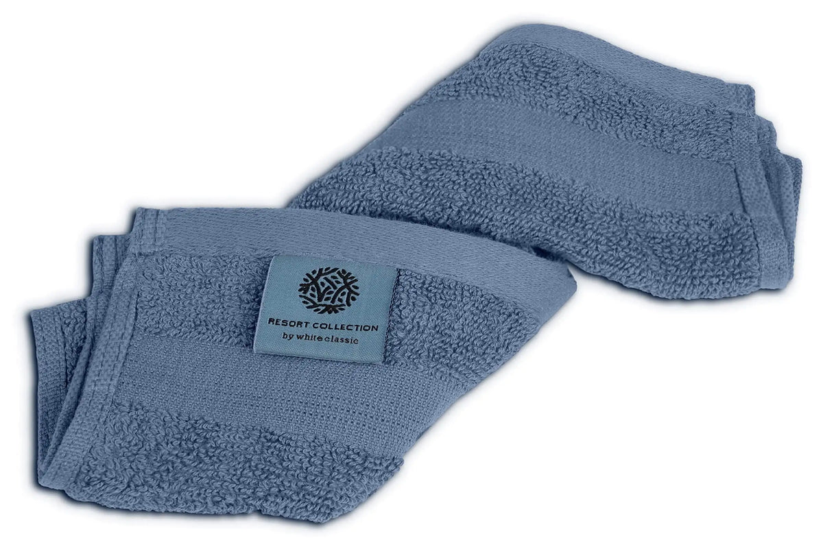 Resort Collection Soft Washcloth Face Body Towel Set 12 Pack Blue 12x12 Luxury Rieworkes