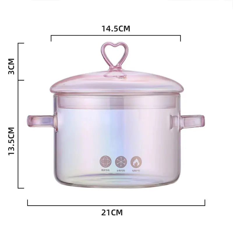 Heat Resistant Borosilicate Glass Soup Pot for Noodles Mimarta