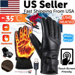 Electric USB Heated Gloves Winter Warming Thermal Ski Snow Hand Warm Windproof Rieworkes