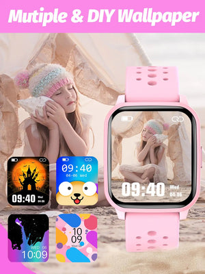 Kids Smart Watch Girls Boys, Smart Watch for Kids Game Smart Watch Gifts for 4-16 Years Old with Sleep Mode 20 Sports Modes 5 Games Pedometer Birthday Gift for Boys Girls (Pink) Pink Rieworkes