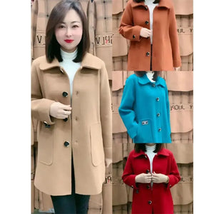 Women's Mid-Length Warm Wool Blend Coat for Fall/Winter Mimarta
