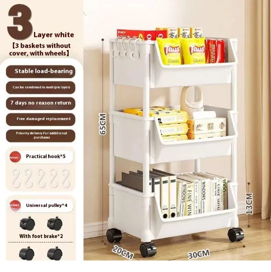 Household Multi-layer Storage Rack With Wheels Mimarta