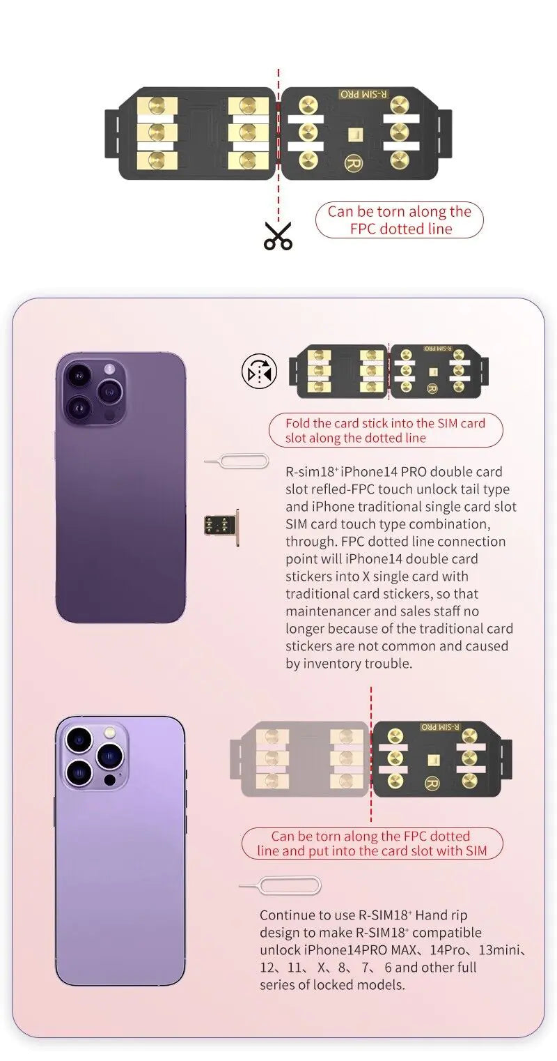 R-SIM18+ RSIM 18+ Nano Unlock Card For iPhone 14 Plus 13 12 11 Pro Max XR iOS 16 Rieworkes