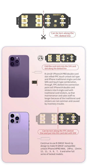 R-SIM18+ RSIM 18+ Nano Unlock Card For iPhone 14 Plus 13 12 11 Pro Max XR iOS 16 Rieworkes