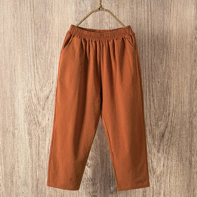 Lucyever Casual Cotton Linen Pants Women Rieworkes