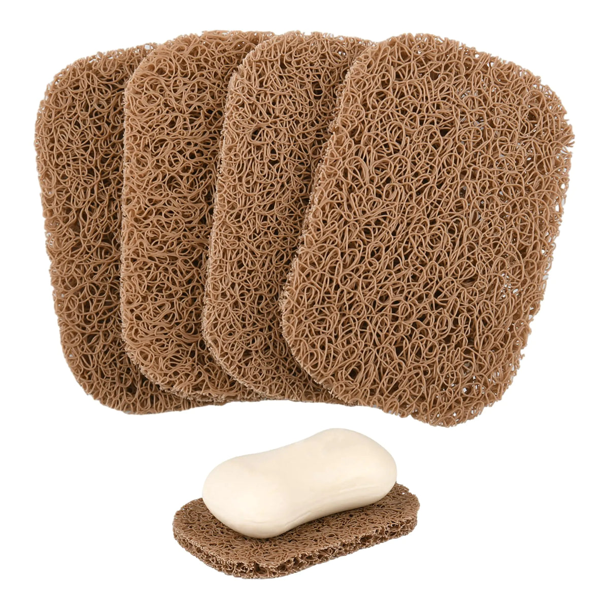 Yadream 4 Pack Non-Slip Soap Holder PadBPA-Free Soap Savers Pads for Soap DishSelf Draining Soap Bars Holder Pads Suitable for Kitchen Bathroom Shower Travel Hotel Cleaning Product(Coffee) Mimarta