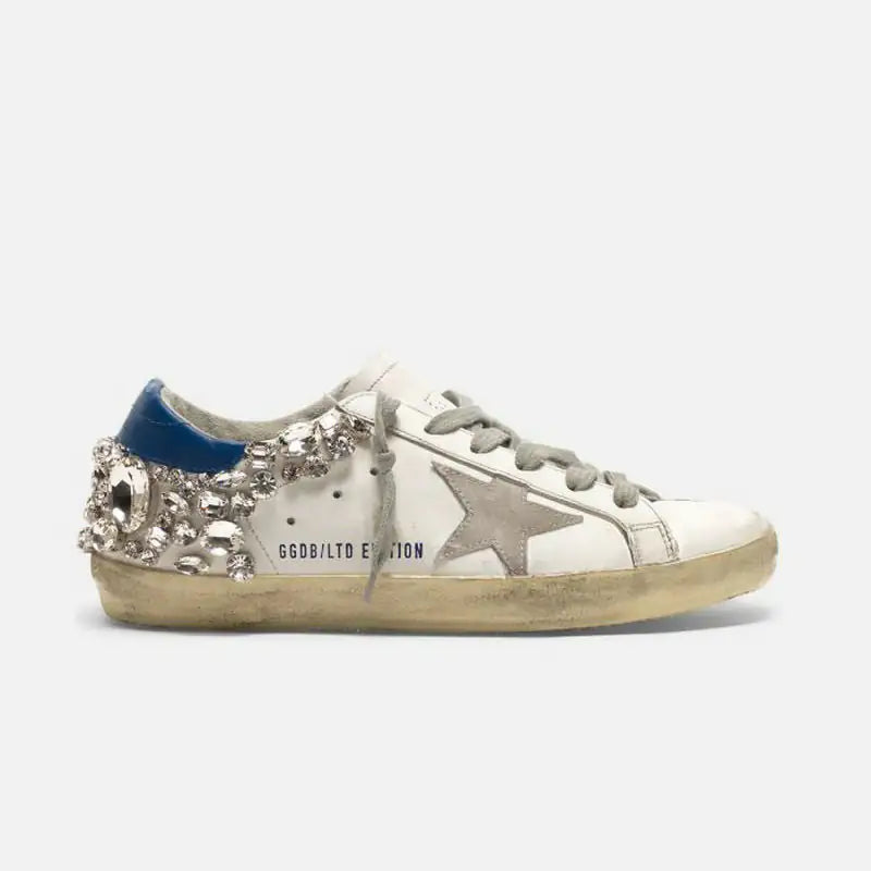 Star Old White Shoes with Diamonds Rieworkes