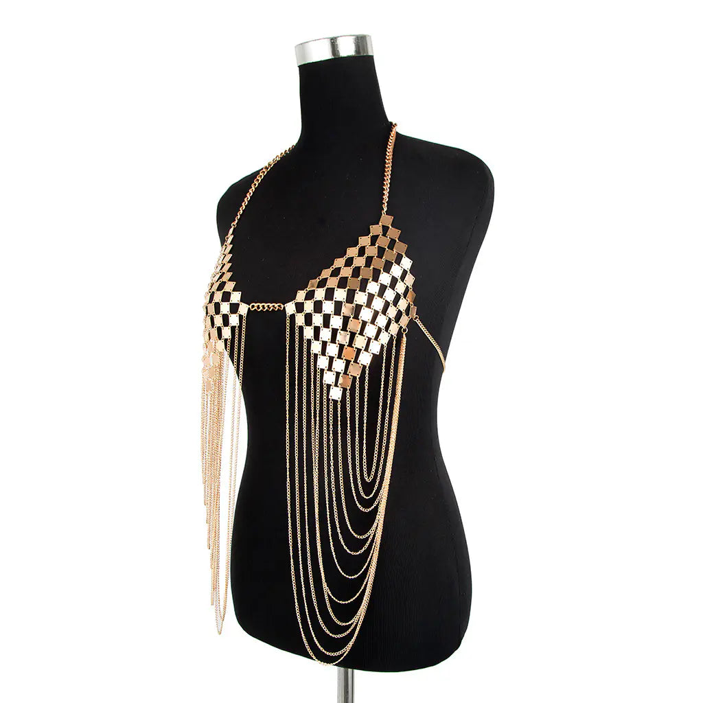 Metallic Body Chain with Tassel for Women’s Fashion Mimarta