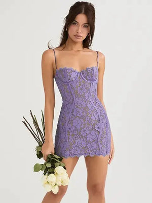 Green Elegant Sexy Mini Purple Dress Rieworkes