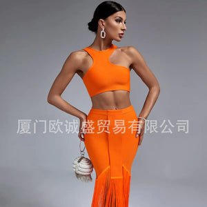 Fashionable Women's Irregular Sleeveless Top & Skirt Set Mimarta
