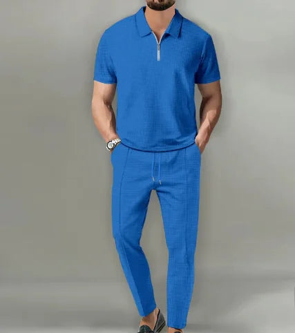 Short Sleeve Zipper Trousers Suit Rieworkes
