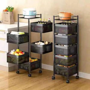 Stackable Metal Rotating Basket Rack with Wheels Mimarta
