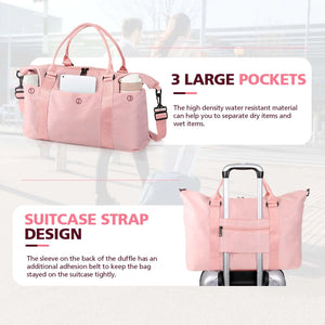 Travel Duffle Bag, Waterproof Weekender Bag Carry On Tote Bags for Women, Travel Essentials Sport Gym Bag for Men, Hospital Bag for Labor and Delivery, Overnight Bag Luggage Bag with Trolley Sleeve 01 Coral Pink Rieworkes