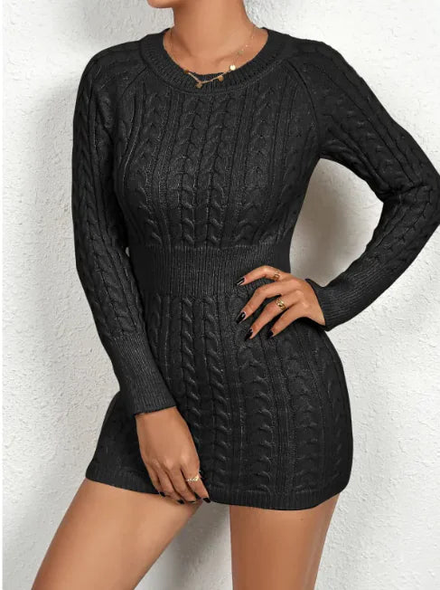 Cozy Twist Women's Knit Bodycon Dress Rieworkes