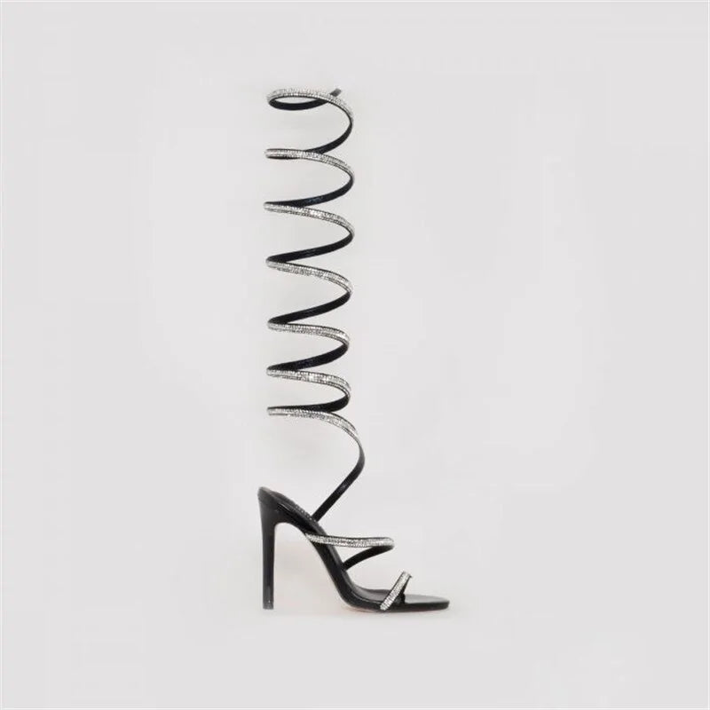 Rhinestone Strap Gladiator High Heels Rieworkes