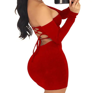 Strapless large women long sleeve backless night club dress women Rieworkes