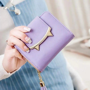 Cute Cat Ears Leather Vintage Tassel Women Wallet Rieworkes