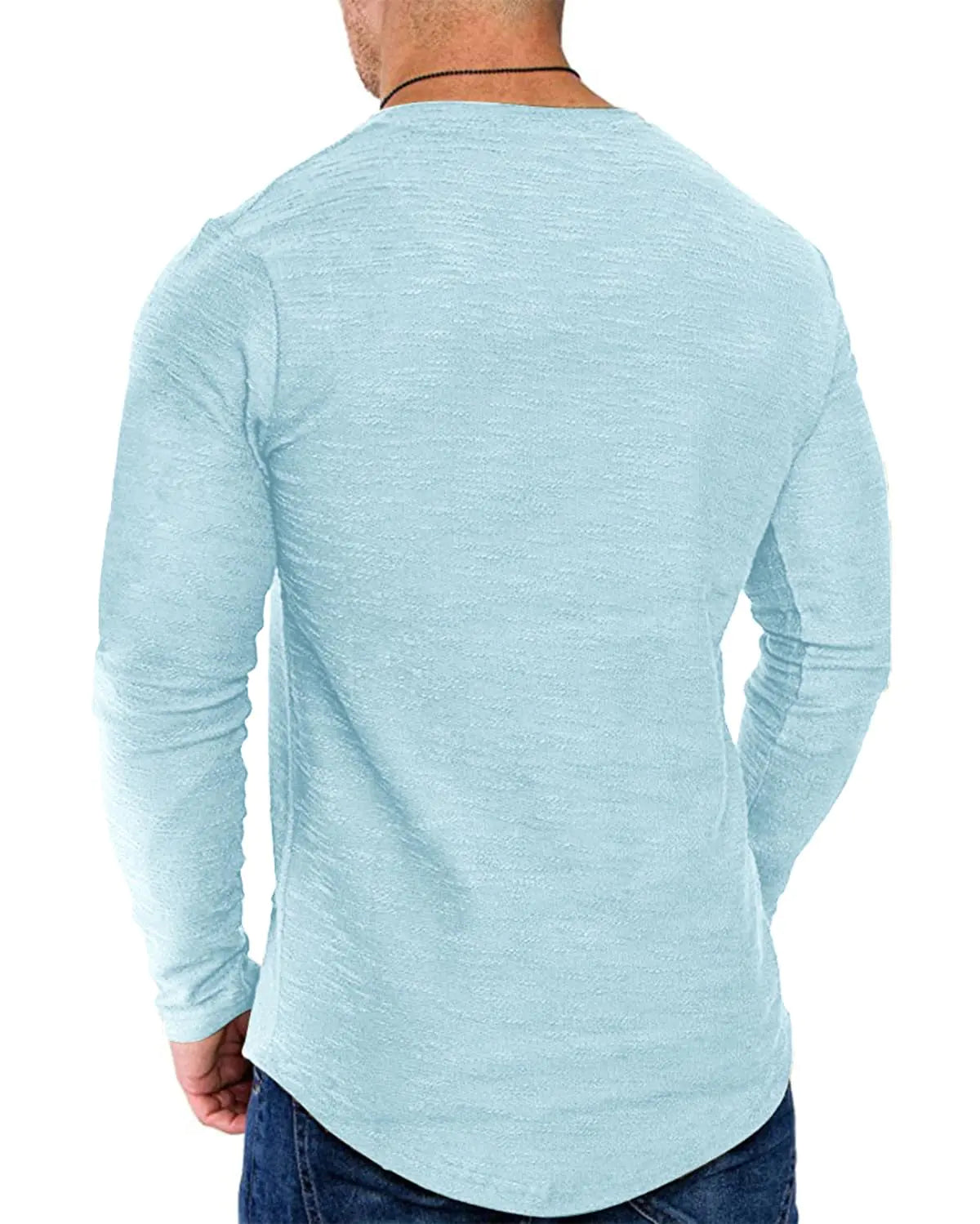 Fashion Mens T Shirt Muscle Gym Workout Athletic Shirt Cotton Tee Shirt Top Skyblue-long Small Rieworkes