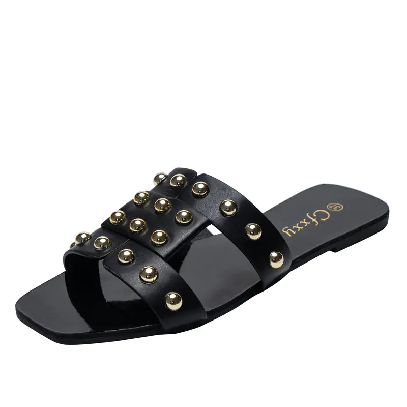 Fashion Rivet Flat Sandals for Women’s Casual Wear Rieworkes