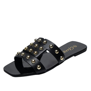 Fashion Rivet Flat Sandals for Women’s Casual Wear Rieworkes