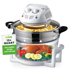 NutriChef Halogen Oven Countertop Air Fryer - 1200W 13QT Infrared Convection Cooker w/ Stainless Steel Cooking Bowl For Healthy Meals Great for Chicken Steak Fish Ribs Shrimp More -AZPKAIRFR48 Mimarta