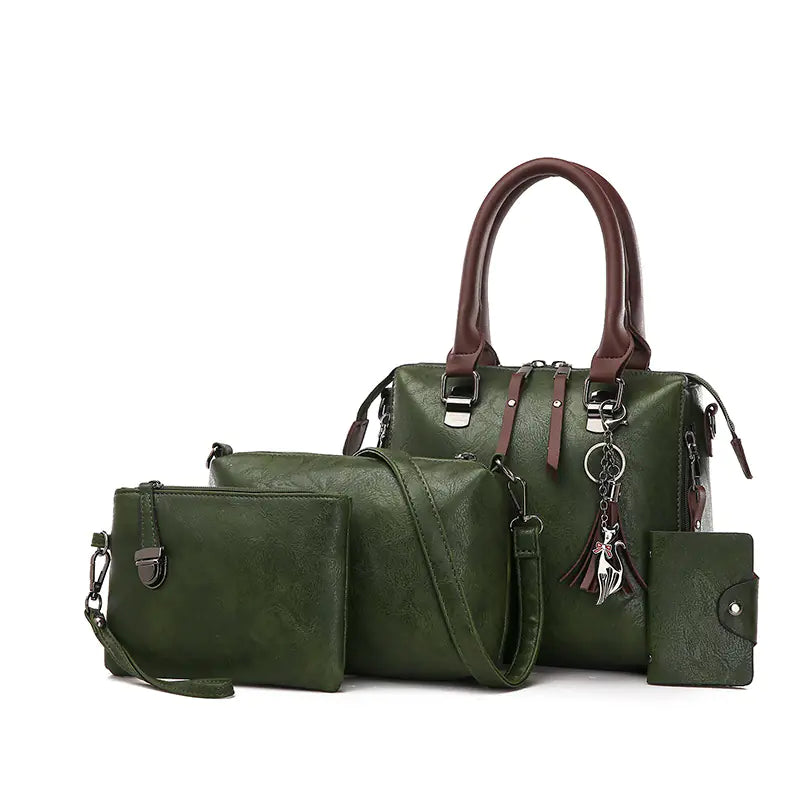 Luxury Women’s Leather Handbag &amp; Wallet 4-Piece Set Mimarta