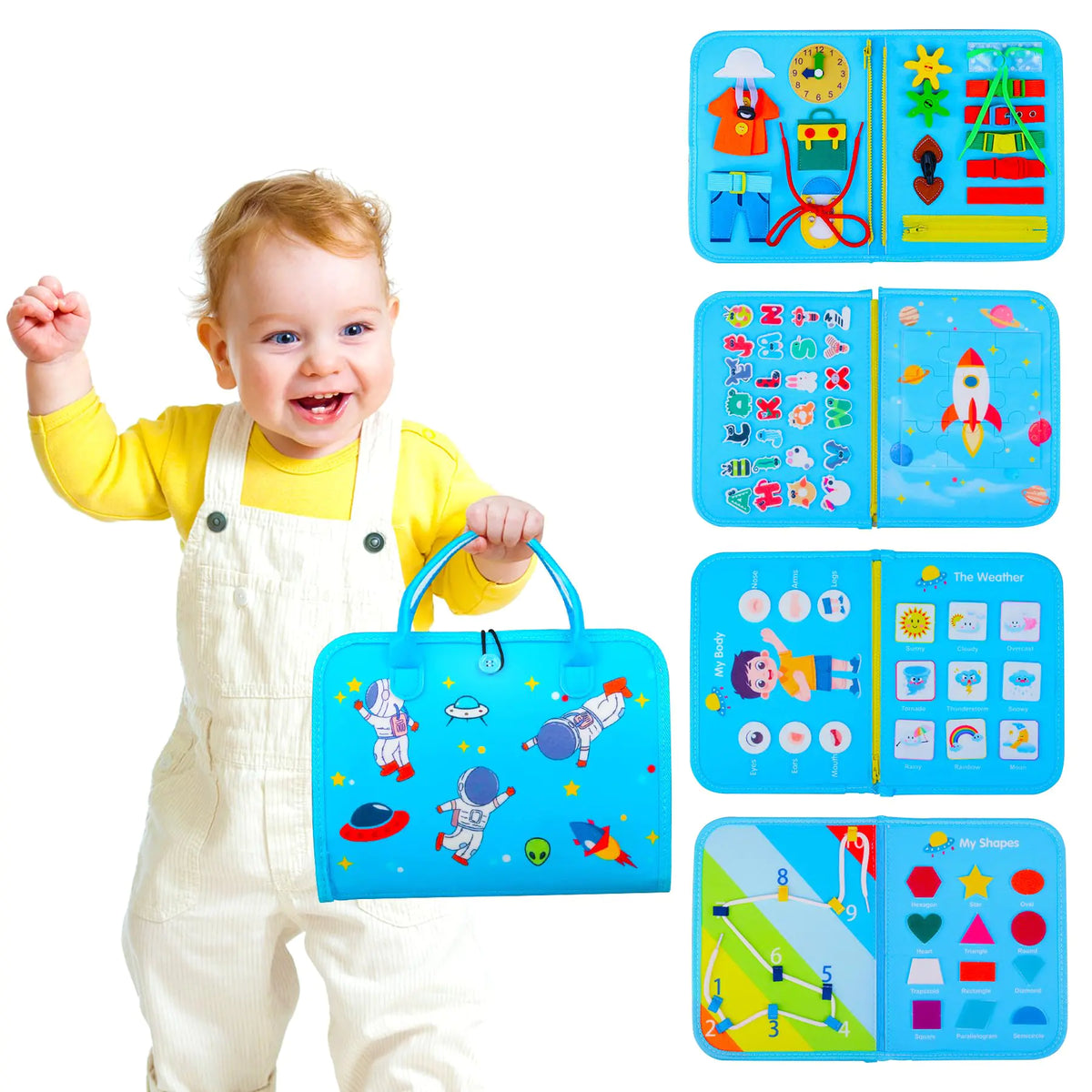 Toddler Busy Board Montessori Toys for 1 2 3 4 Year Old Boys Birthday Gifts - Educational Learning Busy Book Sensory Toys for Toddlers 1-3 - Airplane Car Travel Activities Toys for Kids Ages 2-4 Mimarta