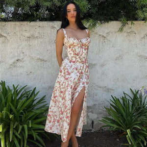 Pink Floral Office Midi Dress Rieworkes