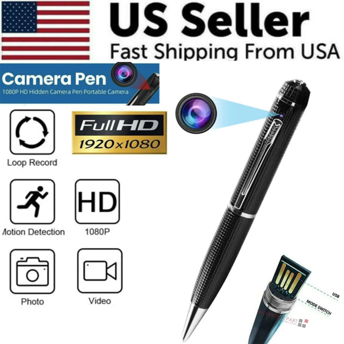 Hidden Cam Pocket Pen Camera 1080P HD Mini Body Video Recorder DVR Security USB Rieworkes