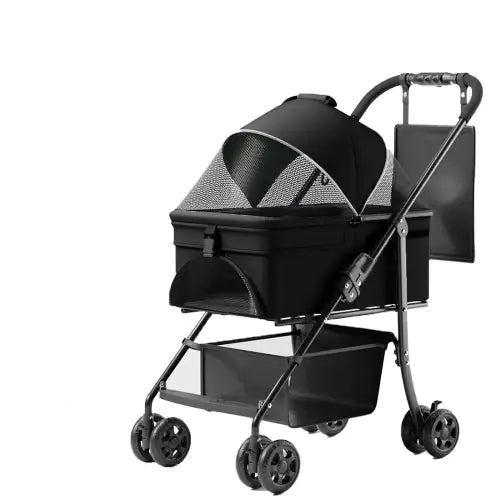 2 In 1 Folding Dog Stroller, Pet Folding Stroller, 4 Wheels Dog Cat Puppy Stroller W  Removable Travel Carrier For Small  Medium Pet, Waterproof Pad, Car Seat, Sun Shade, Xmas Christmas Gift Rieworkes