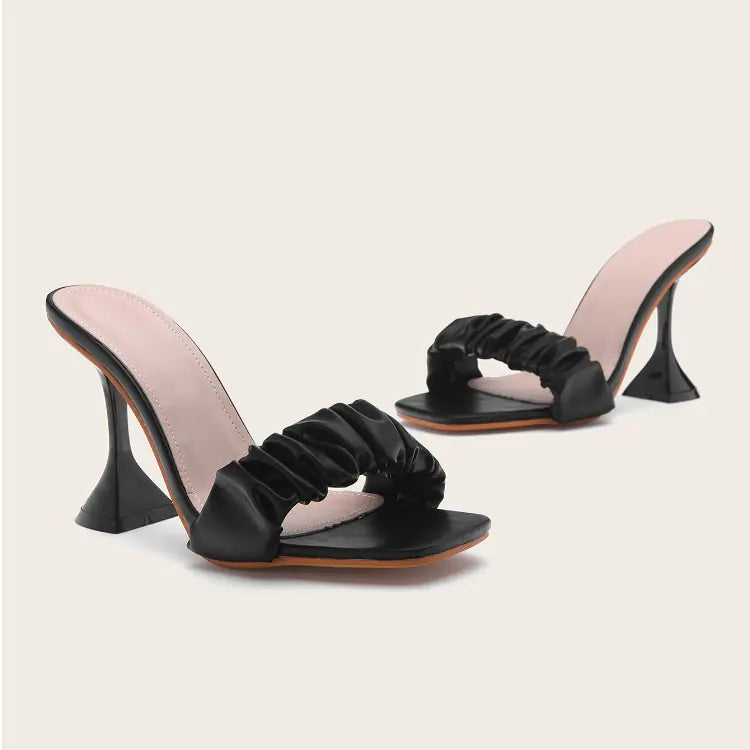 Elegant Casual Pleated Wine Glass Sandals for Fashion Rieworkes