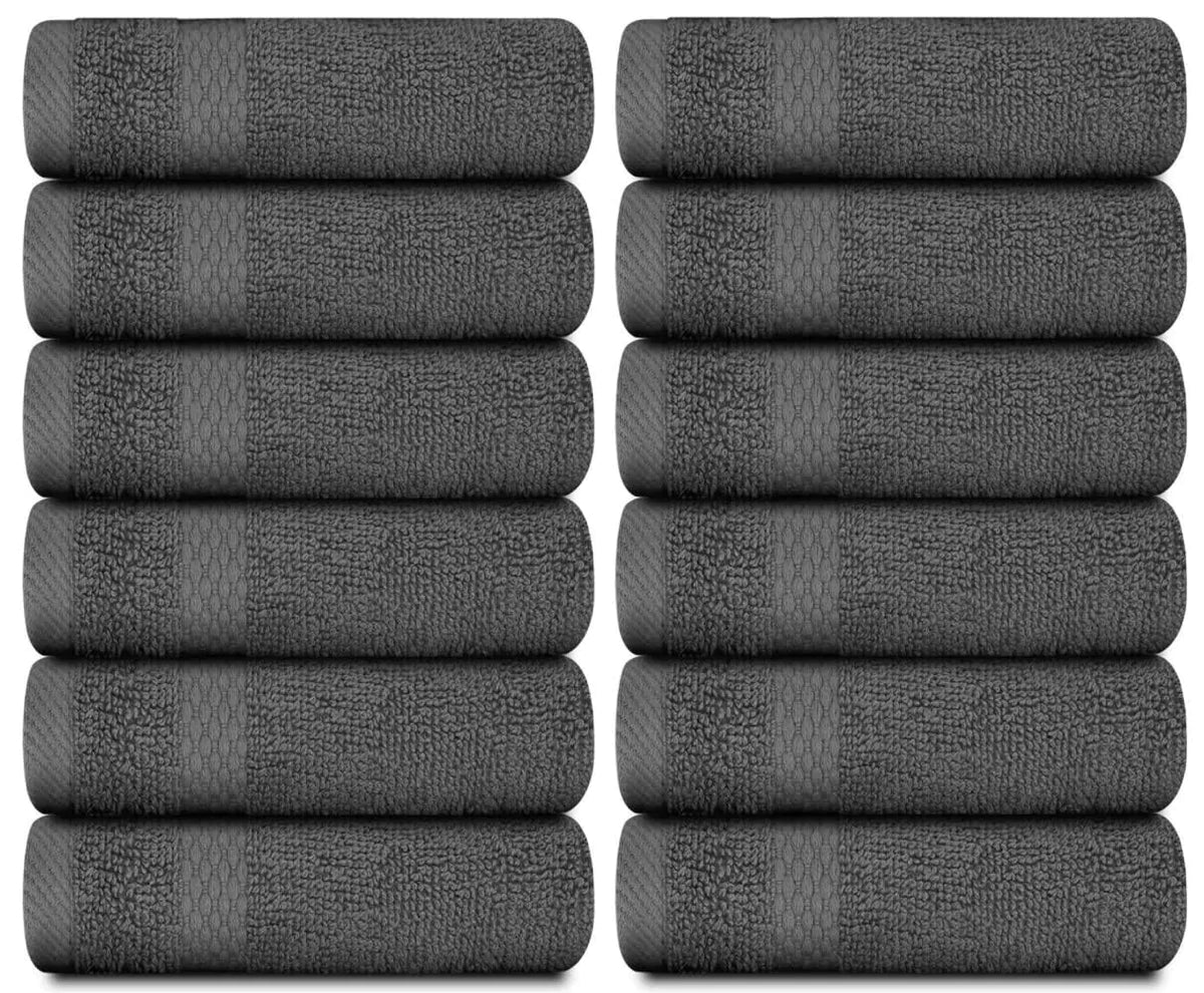 Luxury Washcloths for Bathroom Hotel Spa 12 Set 13x13 Inch Dark Gray Circlet Rieworkes