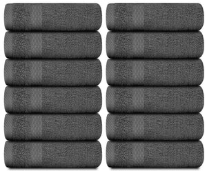 Luxury Washcloths for Bathroom Hotel Spa 12 Set 13x13 Inch Dark Gray Circlet Rieworkes